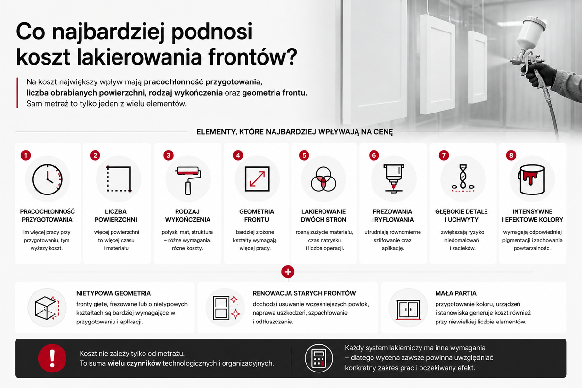 Co podnosi koszt lakierowania frontów?